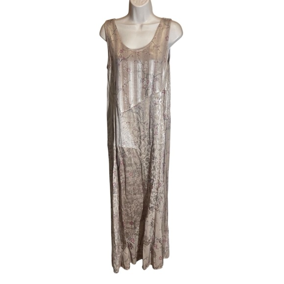 Citron Santa Monica Collection Maxi Sleeveless Dress patchwork silk womens SM - Picture 1 of 10